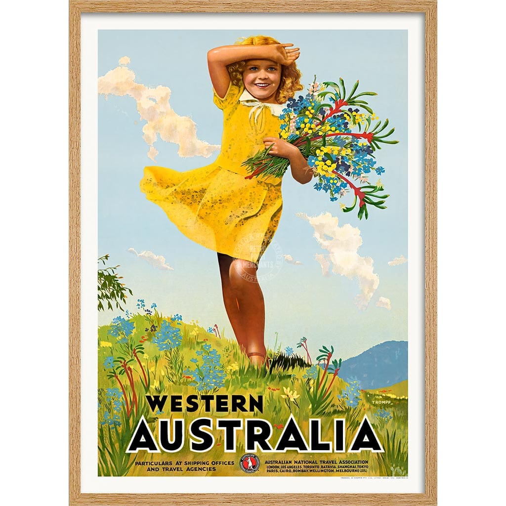 Western Australia Wildflowers | A3 297 X 420Mm 11.7 16.5 Inches / Framed Print: Natural Oak Timber