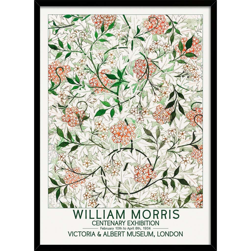 William Morris Jasmine | Great Britain A3 297 X 420Mm 11.7 16.5 Inches / Framed Print - Black Timber