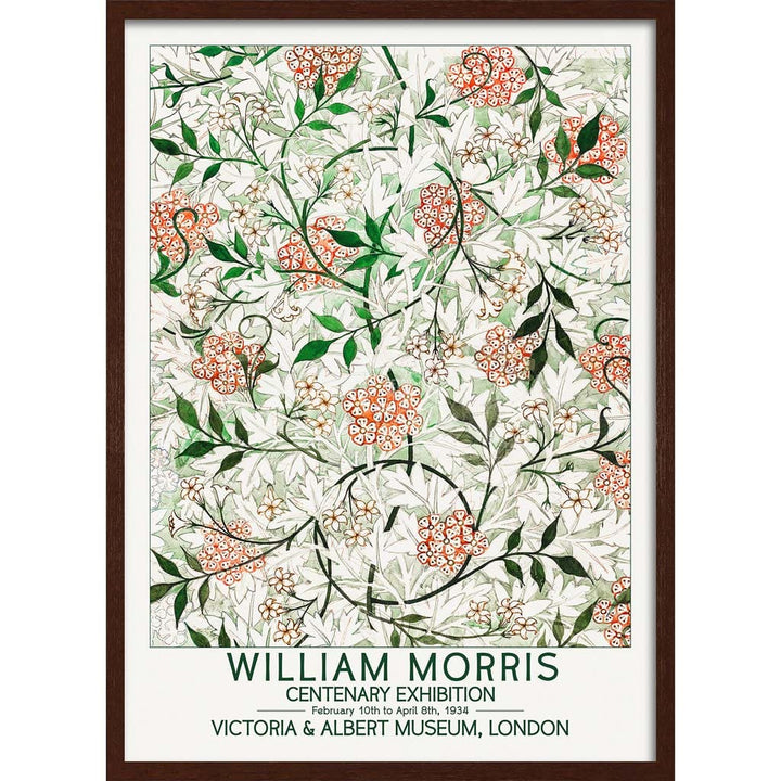 William Morris Jasmine | Great Britain A3 297 X 420Mm 11.7 16.5 Inches / Framed Print - Dark Oak