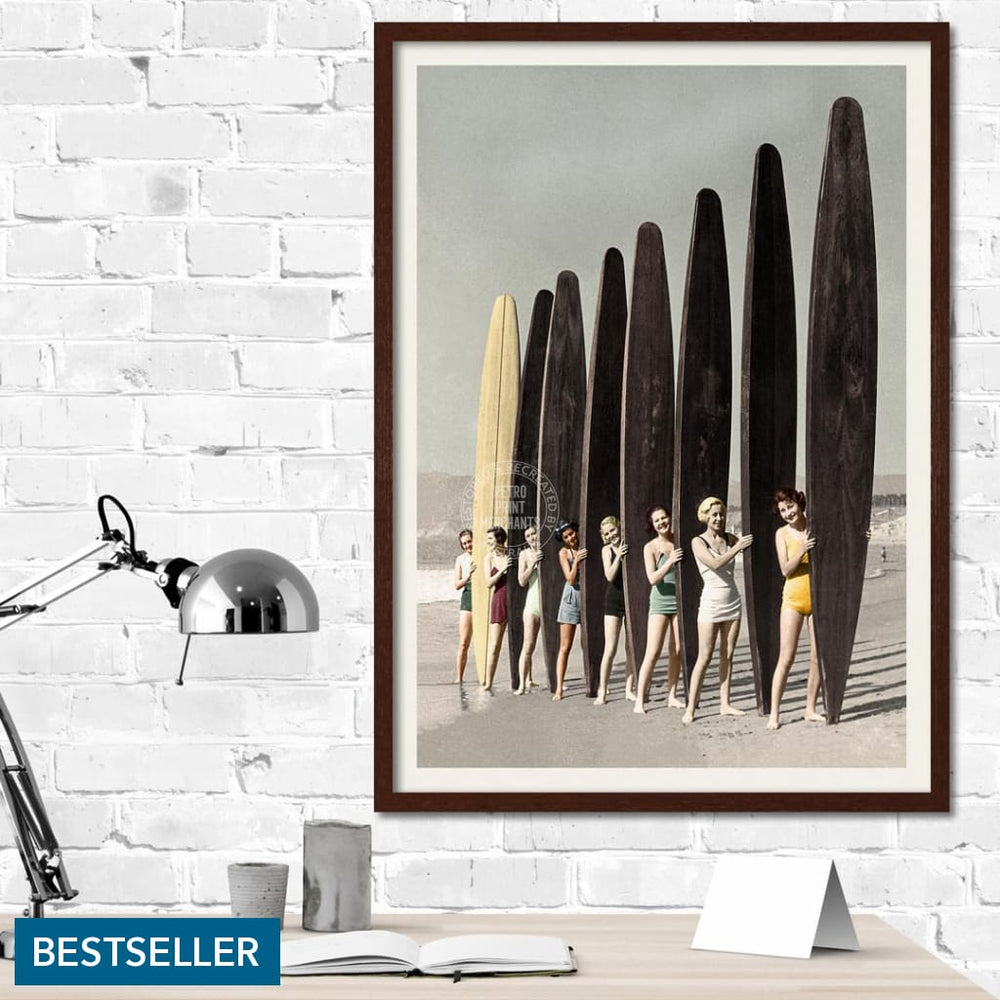 Women Surfing With Longboards | Australia Print Art