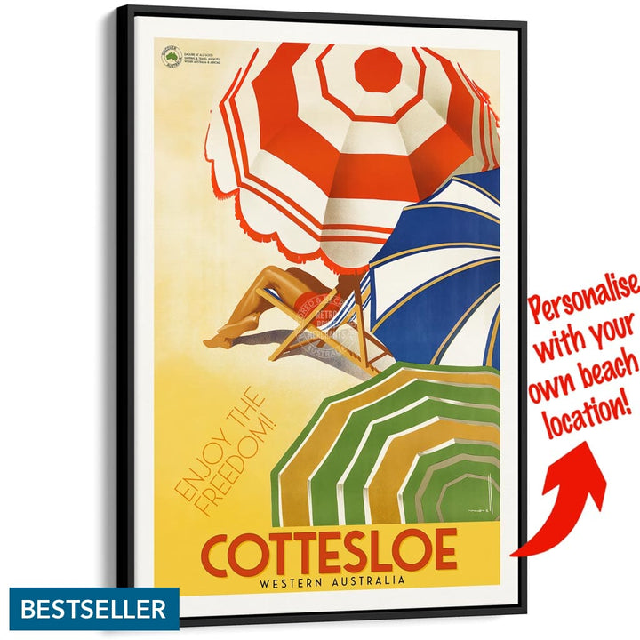 Your Own Beach Location | Personalise It Or Keep Cottesloe A3 297 X 420Mm 11.7 16.5 Inches / Canvas
