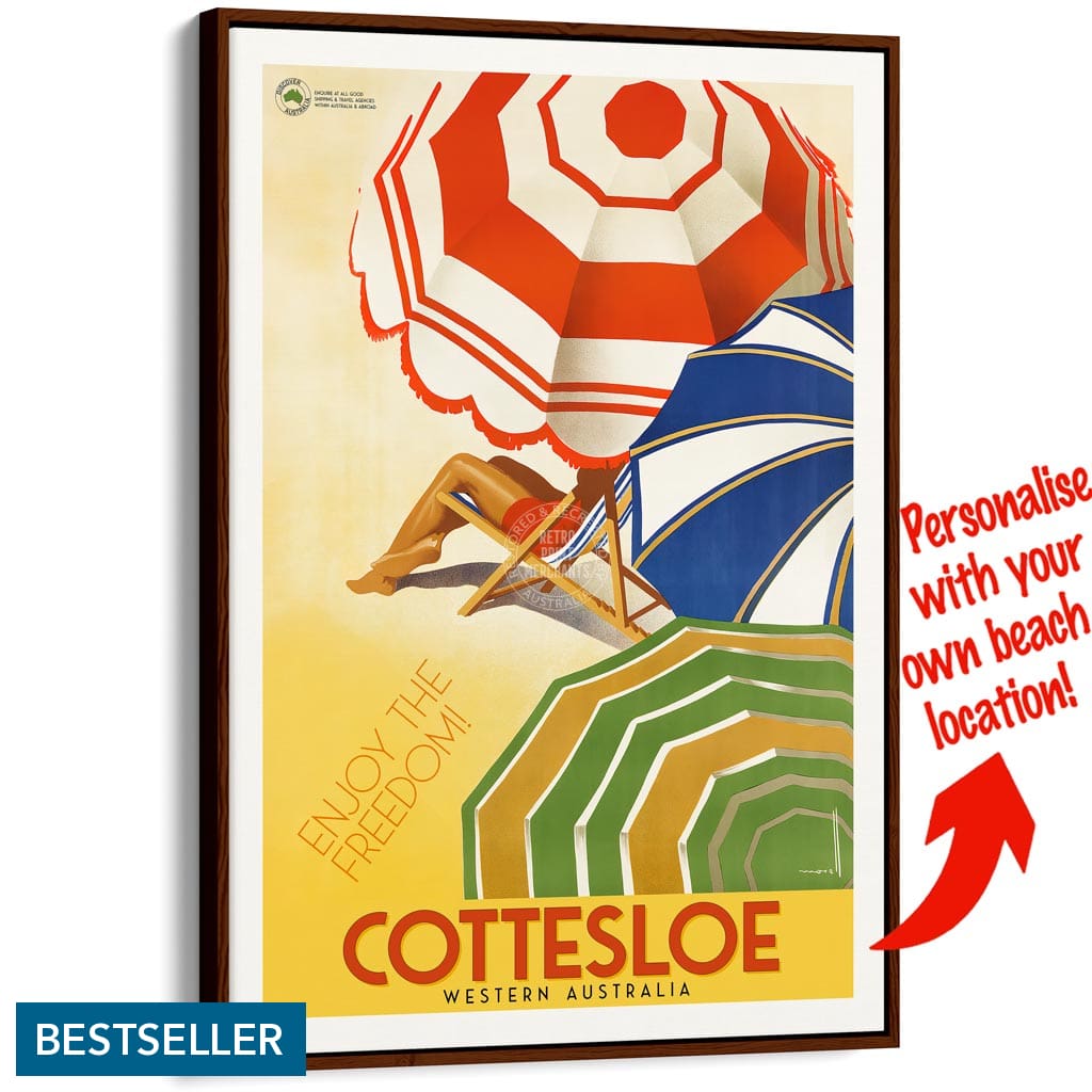 Your Own Beach Location | Personalise It Or Keep Cottesloe A3 297 X 420Mm 11.7 16.5 Inches / Canvas