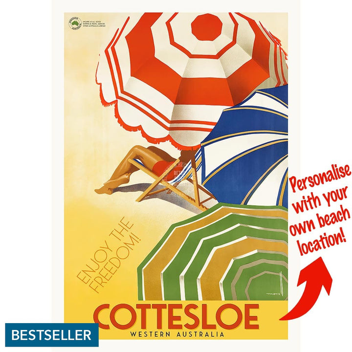 Your Own Beach Location | Personalise It Or Keep Cottesloe A3 297 X 420Mm 11.7 16.5 Inches /