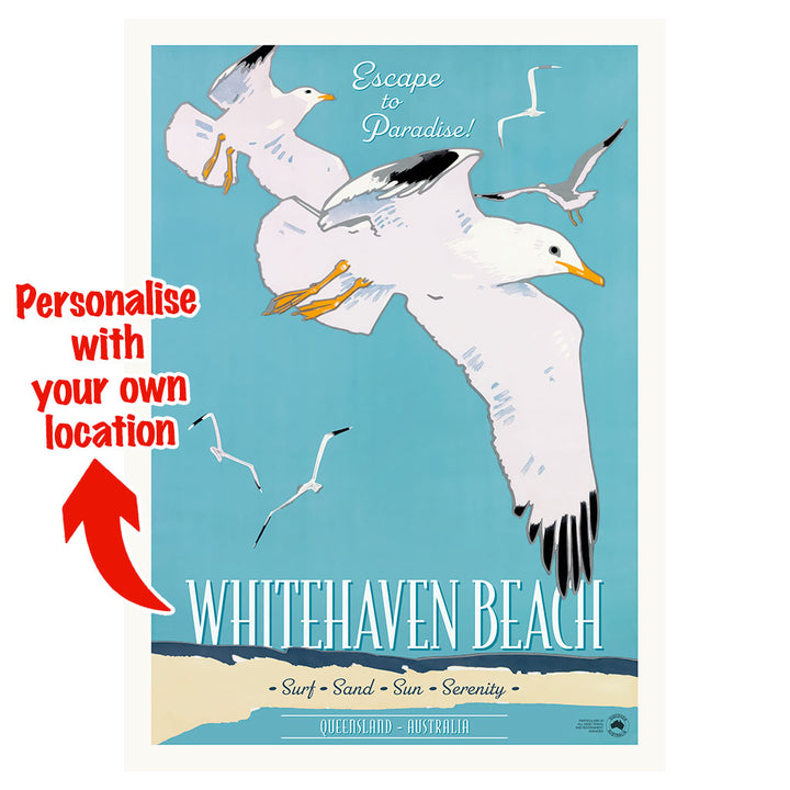 Custom Beach Wall Art Print | Whitehaven or Your Own Favourite Beach