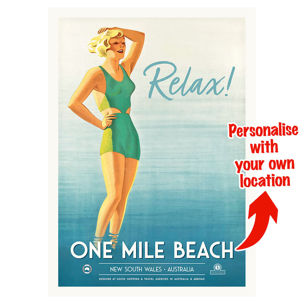 Custom Beach Wall Art Print | One Mile or Your Own Favourite Beach