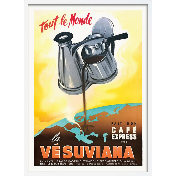 Vesuviana Coffee Maker | Italy A3 297 X 420Mm 11.7 16.5 Inches / Framed Print: White Timber Print