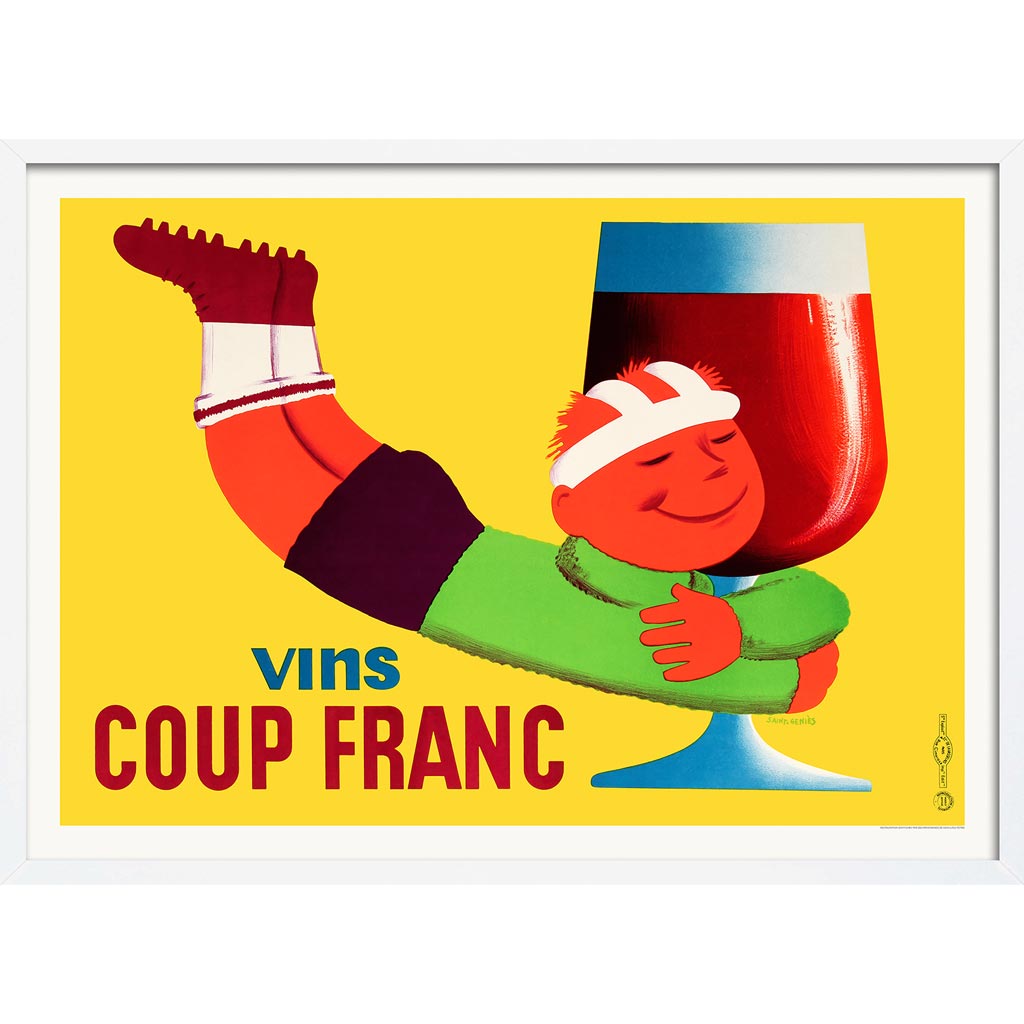 Vins Coup Franc 1950 | France A3 297 X 420Mm 11.7 16.5 Inches / Framed Print: White Timber Print Art