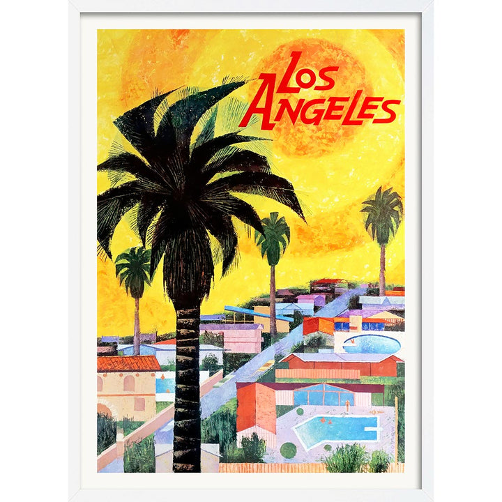 Los Angeles 1964 | Usa A3 297 X 420Mm 11.7 16.5 Inches / Framed Print: White Timber Print Art