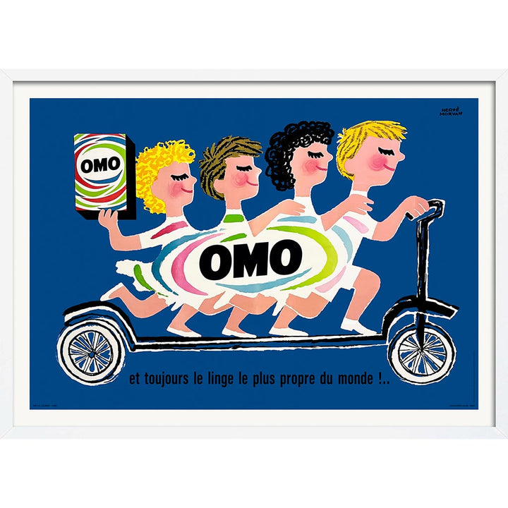 OMO Washing Powder Scooter | French Vintage Advertising Wall Art Print