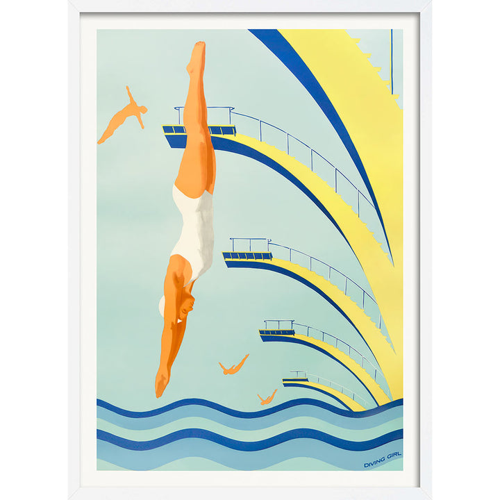 Diving Girl 1957 | Vintage European Wall Art Print