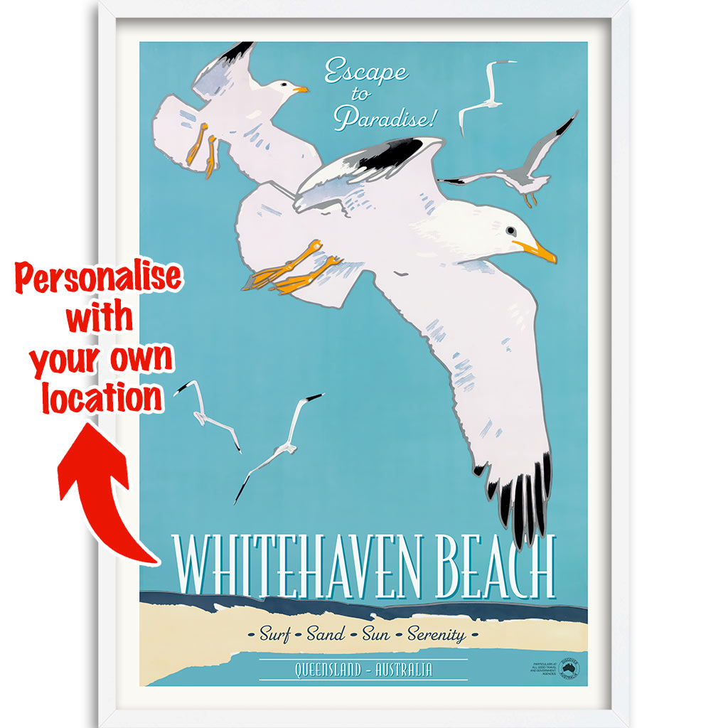 Custom Beach Wall Art Print | Whitehaven or Your Own Favourite Beach
