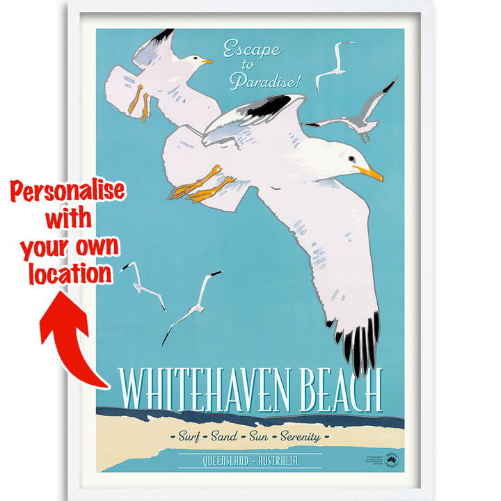 Custom Beach Wall Art Print | Whitehaven or Your Own Favourite Beach