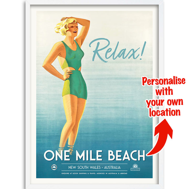 Custom Beach Wall Art Print | One Mile or Your Own Favourite Beach