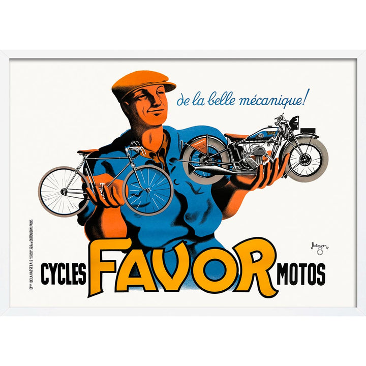 Favor Cycles & Motos | France A3 297 X 420Mm 11.7 16.5 Inches / Framed Print: White Timber Print Art