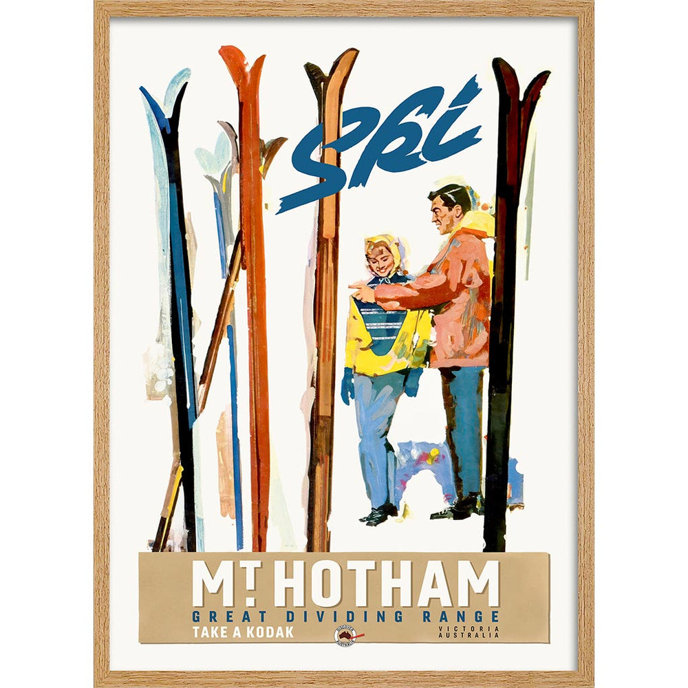 Mt Hotham 1960S | Australia A3 297 X 420Mm 11.7 16.5 Inches / Framed Print: Natural Oak Timber