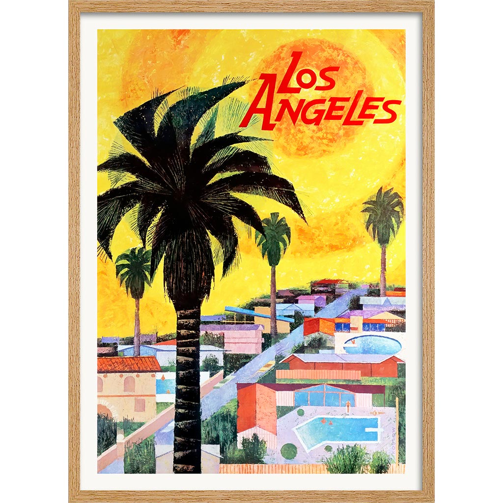 Los Angeles 1964 | Usa A3 297 X 420Mm 11.7 16.5 Inches / Framed Print: Natural Oak Timber Print Art