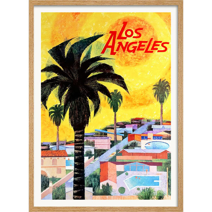 Los Angeles 1964 | Usa A3 297 X 420Mm 11.7 16.5 Inches / Framed Print: Natural Oak Timber Print Art