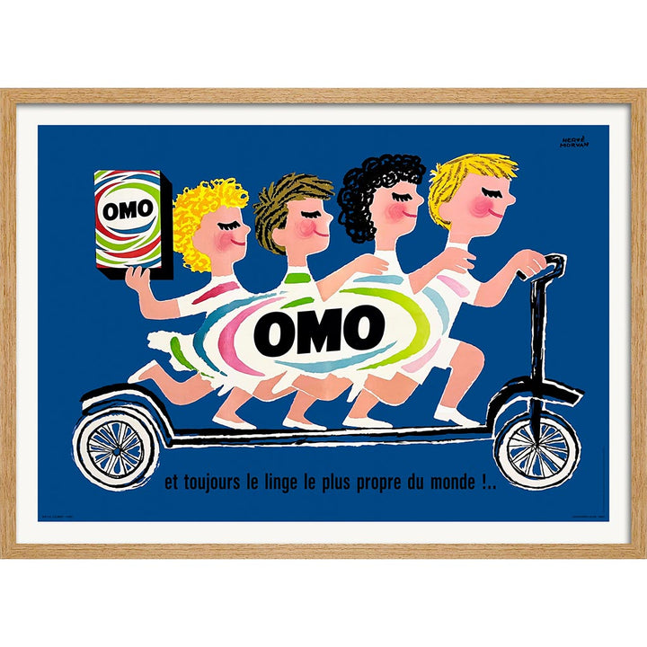 OMO Washing Powder Scooter | French Vintage Advertising Wall Art Print