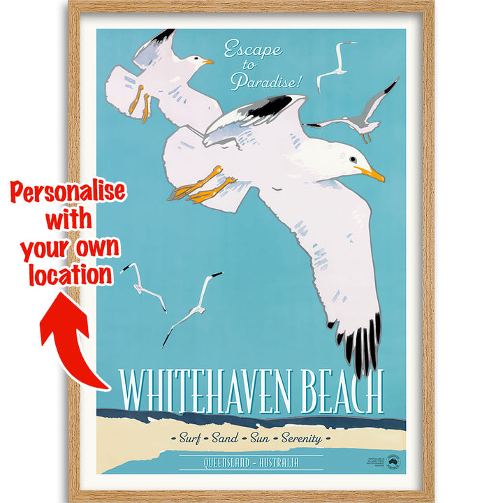 Custom Beach Wall Art Print | Whitehaven or Your Own Favourite Beach