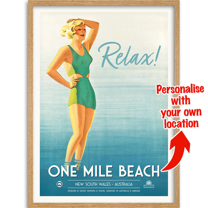 Custom Beach Wall Art Print | One Mile or Your Own Favourite Beach