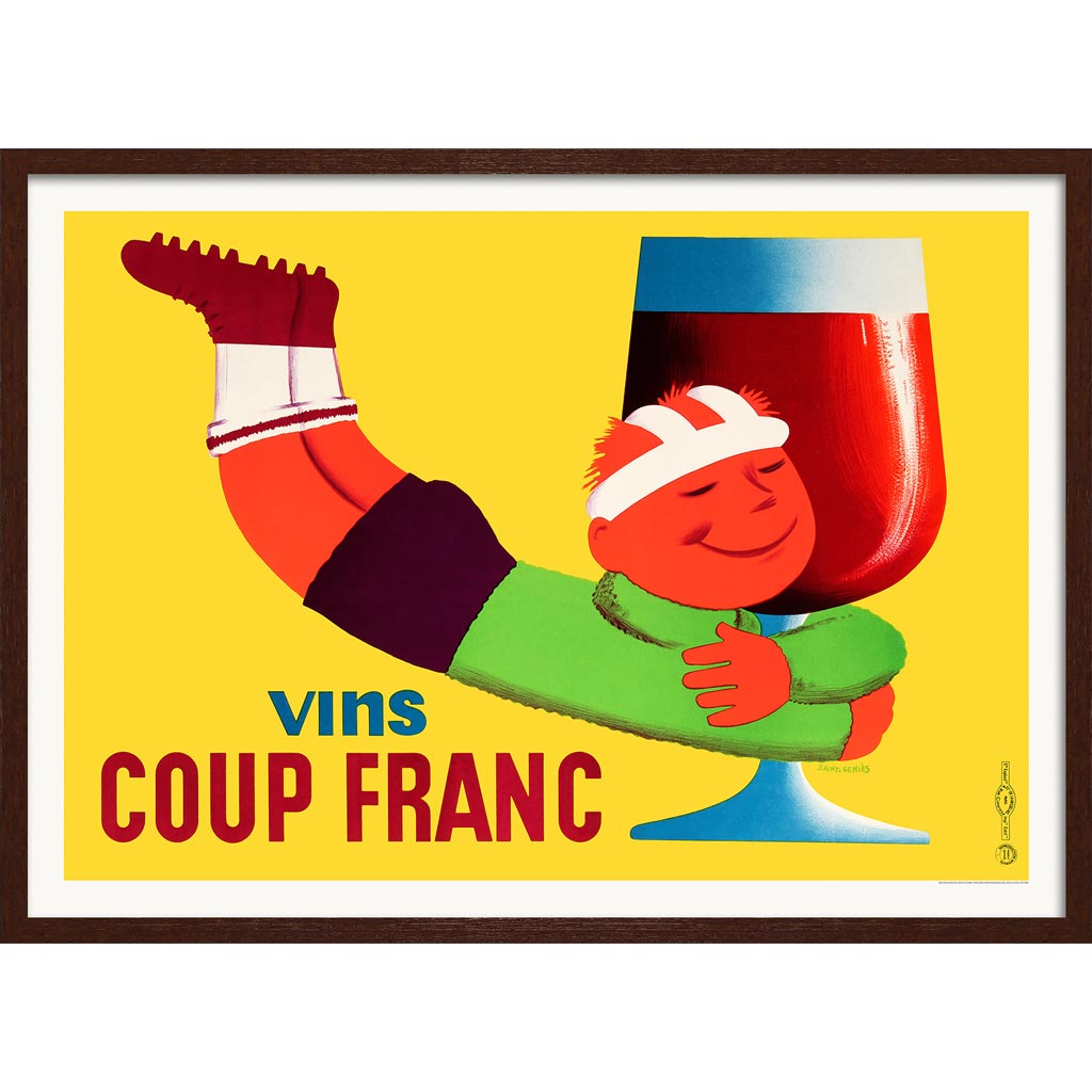 Vins Coup Franc 1950 | France A3 297 X 420Mm 11.7 16.5 Inches / Framed Print: Chocolate Oak Timber