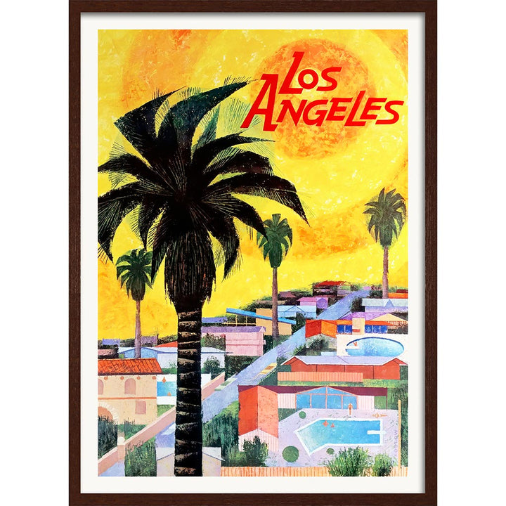 Los Angeles 1964 | Usa A3 297 X 420Mm 11.7 16.5 Inches / Framed Print: Chocolate Oak Timber Print