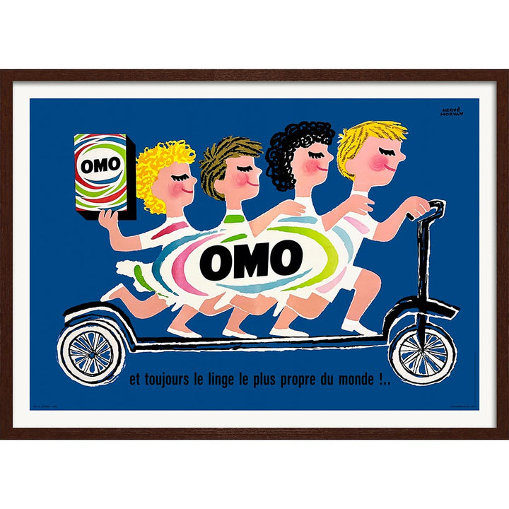 OMO Washing Powder Scooter | French Vintage Advertising Wall Art Print