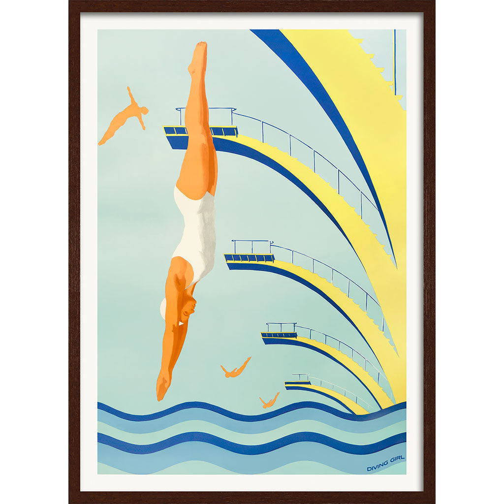 Diving Girl 1957 | Vintage European Wall Art Print