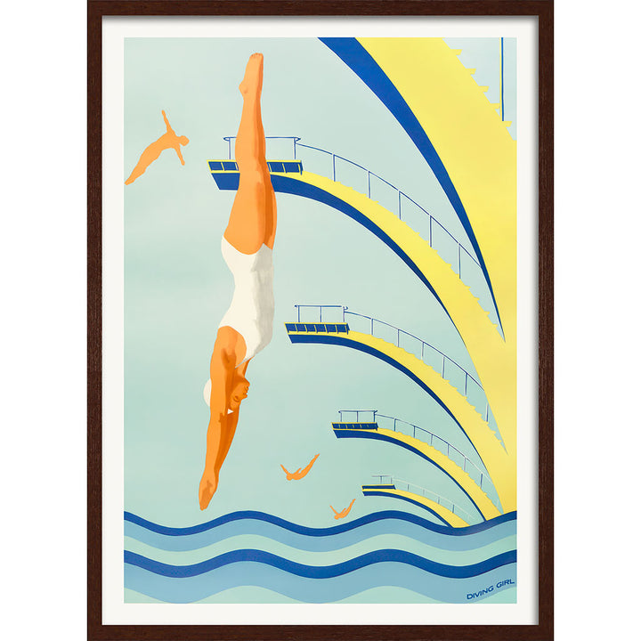 Diving Girl 1957 | Vintage European Wall Art Print