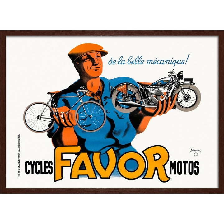 Favor Cycles & Motos | France A3 297 X 420Mm 11.7 16.5 Inches / Framed Print: Chocolate Oak Timber