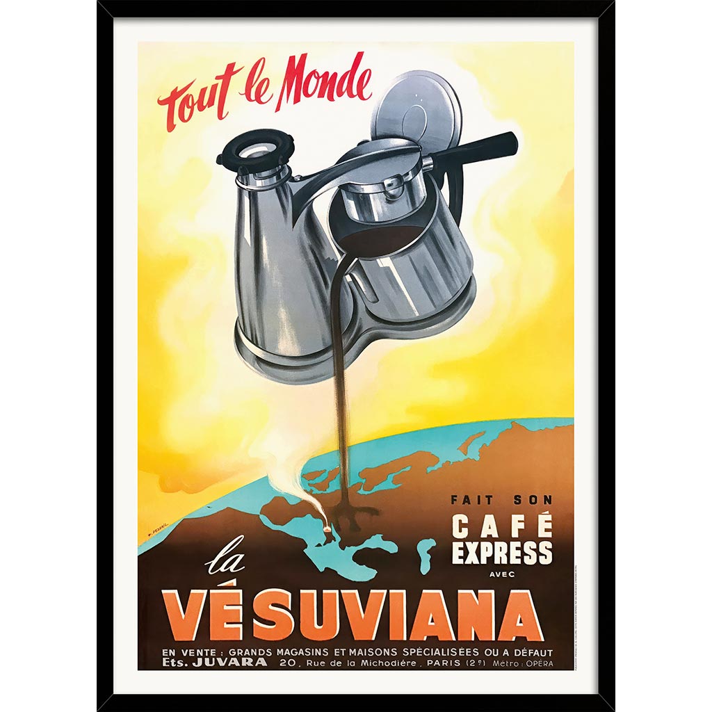 Vesuviana Coffee Maker | Italy A3 297 X 420Mm 11.7 16.5 Inches / Framed Print: Black Timber Print