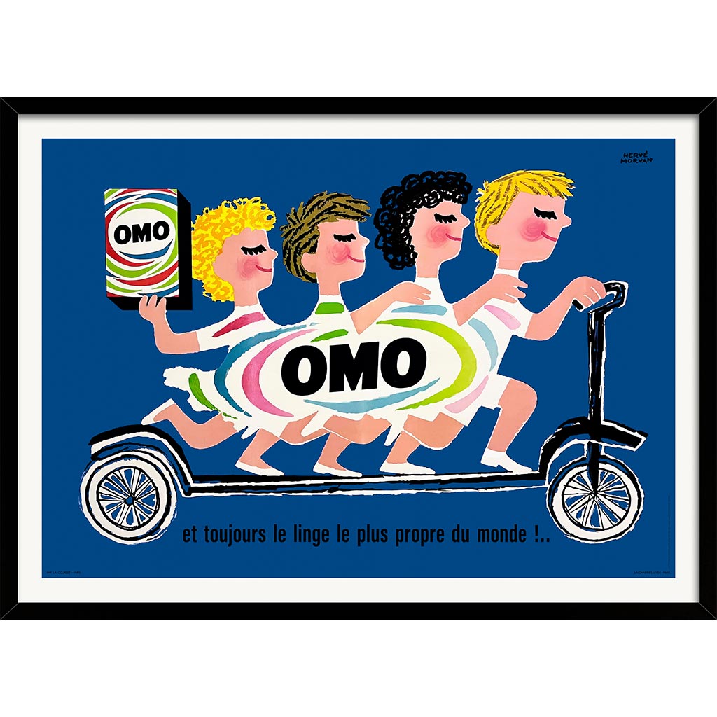 OMO Washing Powder Scooter | French Vintage Advertising Wall Art Print