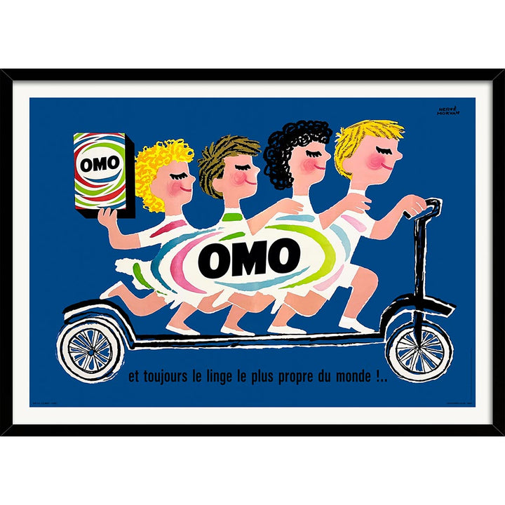 OMO Washing Powder Scooter | French Vintage Advertising Wall Art Print