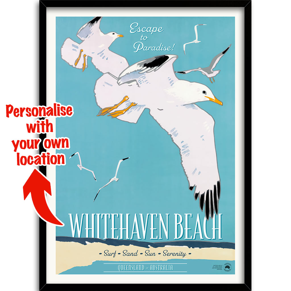 Custom Beach Wall Art Print | Whitehaven or Your Own Favourite Beach
