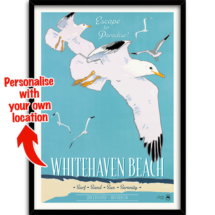 Custom Beach Wall Art Print | Whitehaven or Your Own Favourite Beach