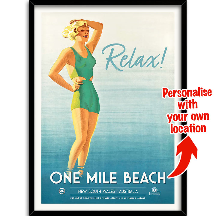 Custom Beach Wall Art Print | One Mile or Your Own Favourite Beach