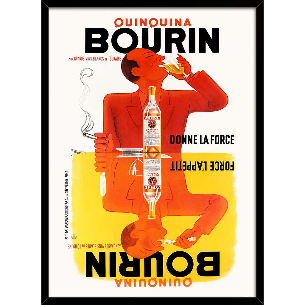 Bourin Quinquina | France A3 297 X 420Mm 11.7 16.5 Inches / Framed Print: Black Timber Print Art