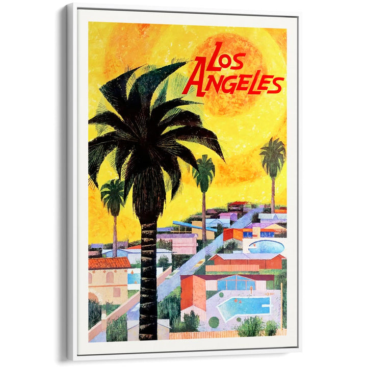 Los Angeles 1964 | Usa A3 297 X 420Mm 11.7 16.5 Inches / Canvas Floating Frame: White Timber Print