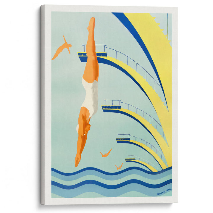 Diving Girl 1957 | Vintage European Wall Art Print