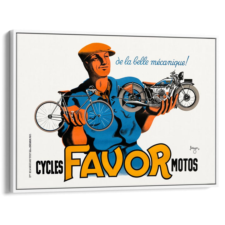 Favor Cycles & Motos | France A3 297 X 420Mm 11.7 16.5 Inches / Canvas Floating Frame: White Timber