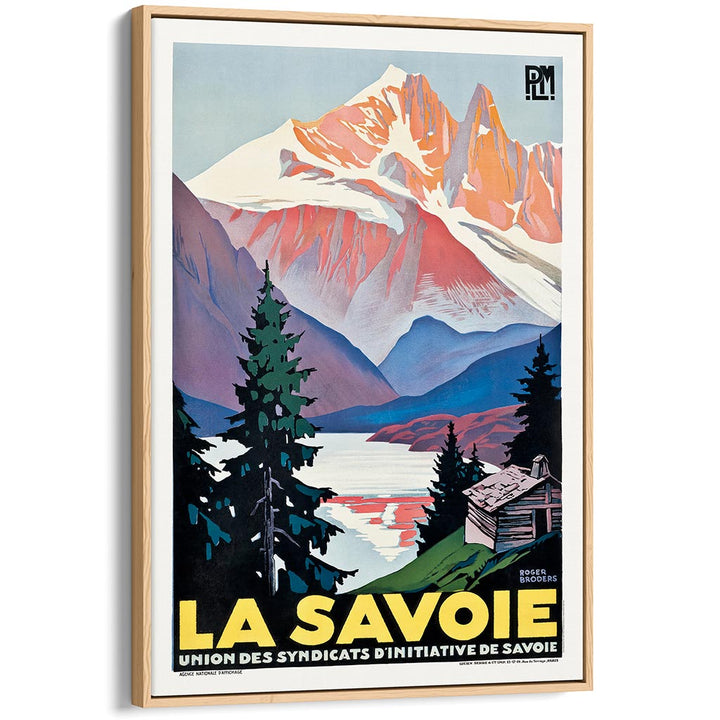 La Savoie 1930 | France A3 297 X 420Mm 11.7 16.5 Inches / Canvas Floating Frame: Natural Oak Timber