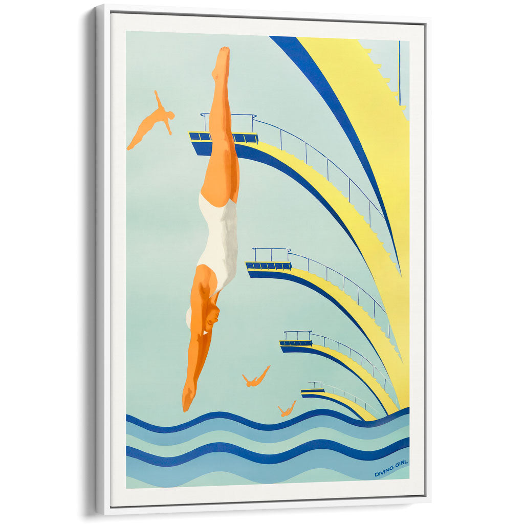 Diving Girl 1957 | Vintage European Wall Art Print