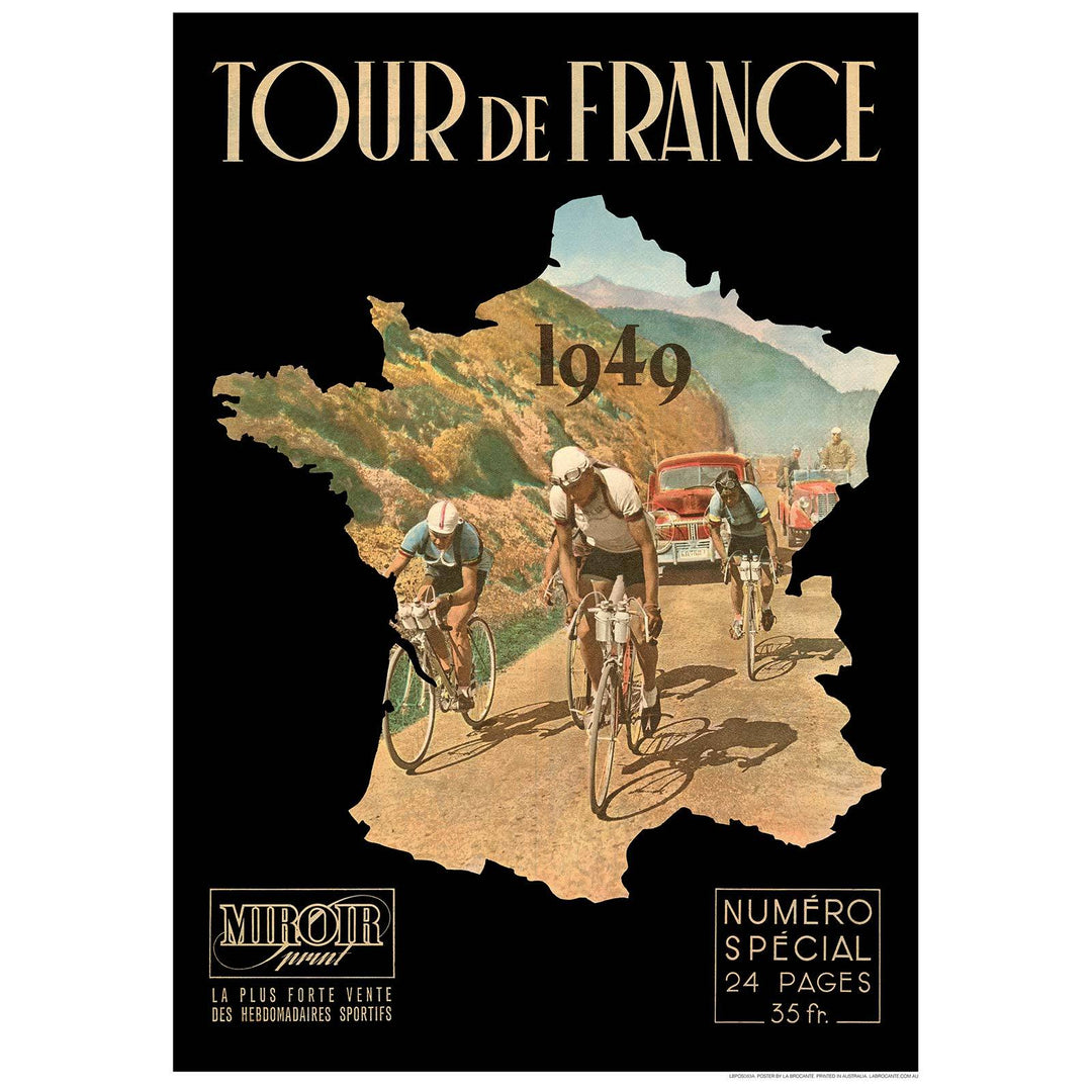 Tour De France 1949 Map | 422Mm X 295Mm 16.6 11.6 A3 / Unframed Print Art