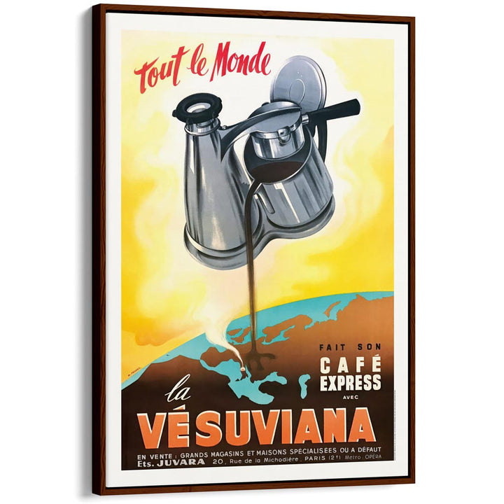 Vesuviana Coffee Maker | Italy A3 297 X 420Mm 11.7 16.5 Inches / Canvas Floating Frame: Chocolate