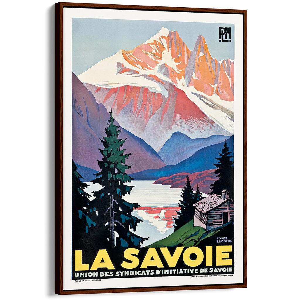 La Savoie 1930 | France A3 297 X 420Mm 11.7 16.5 Inches / Canvas Floating Frame: Chocolate Oak