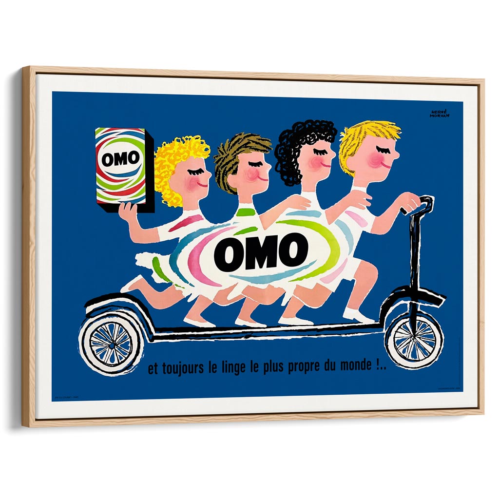 OMO Washing Powder Scooter | French Vintage Advertising Wall Art Print