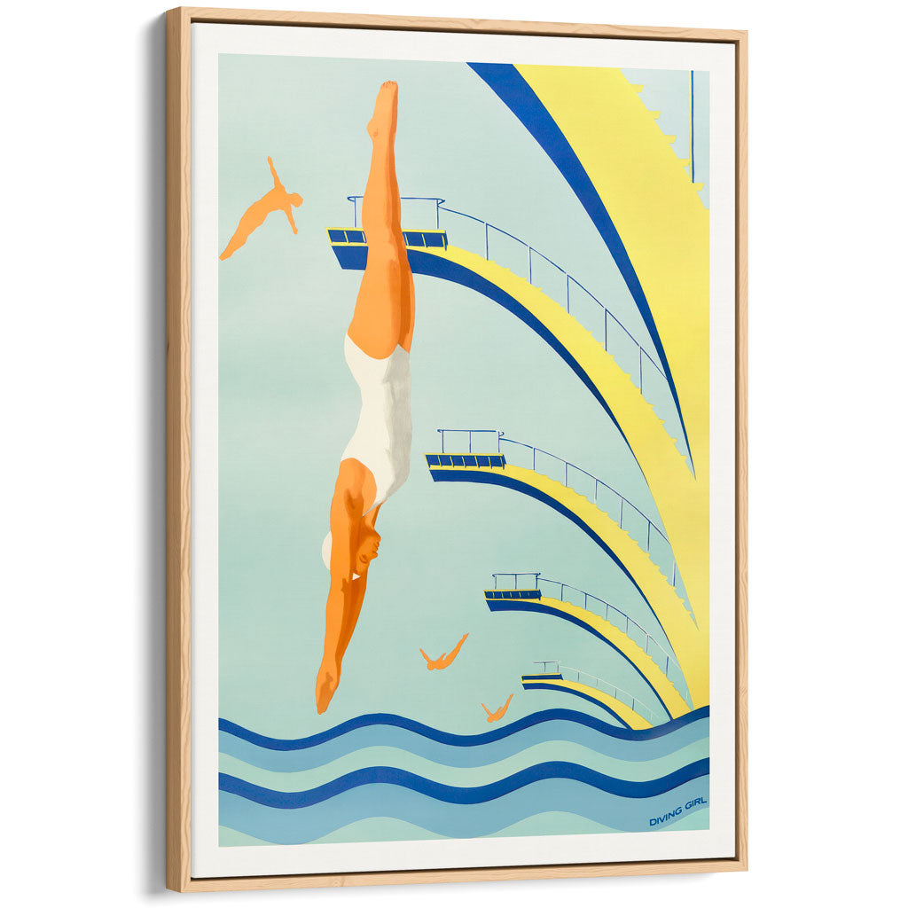 Diving Girl 1957 | Vintage European Wall Art Print