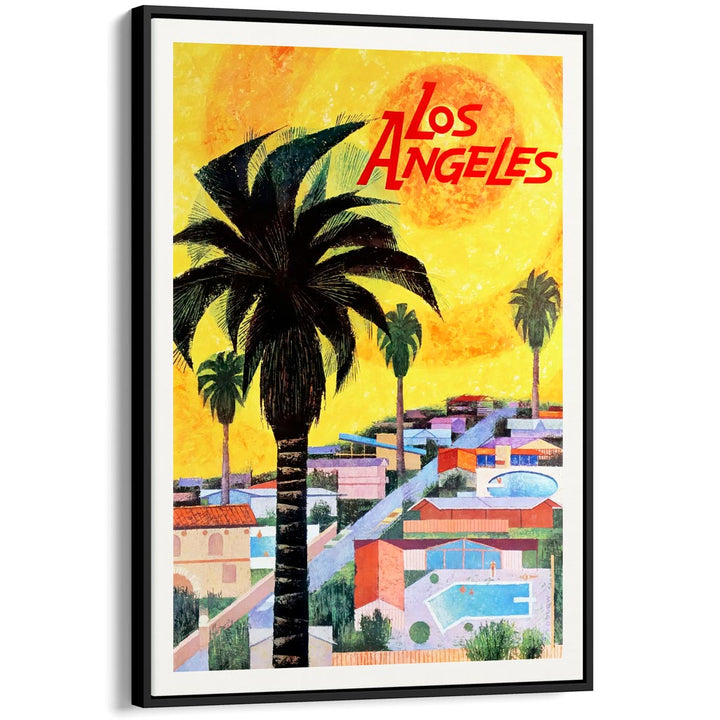 Los Angeles 1964 | Usa A3 297 X 420Mm 11.7 16.5 Inches / Canvas Floating Frame: Black Timber Print