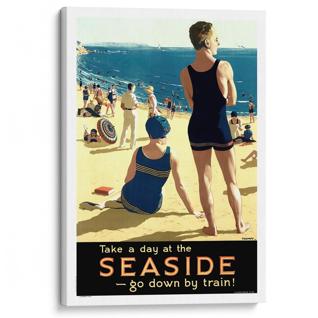 Seaside Go By Train | Australia A3 297 X 420Mm 11.7 16.5 Inches / Stretched Canvas Print Art