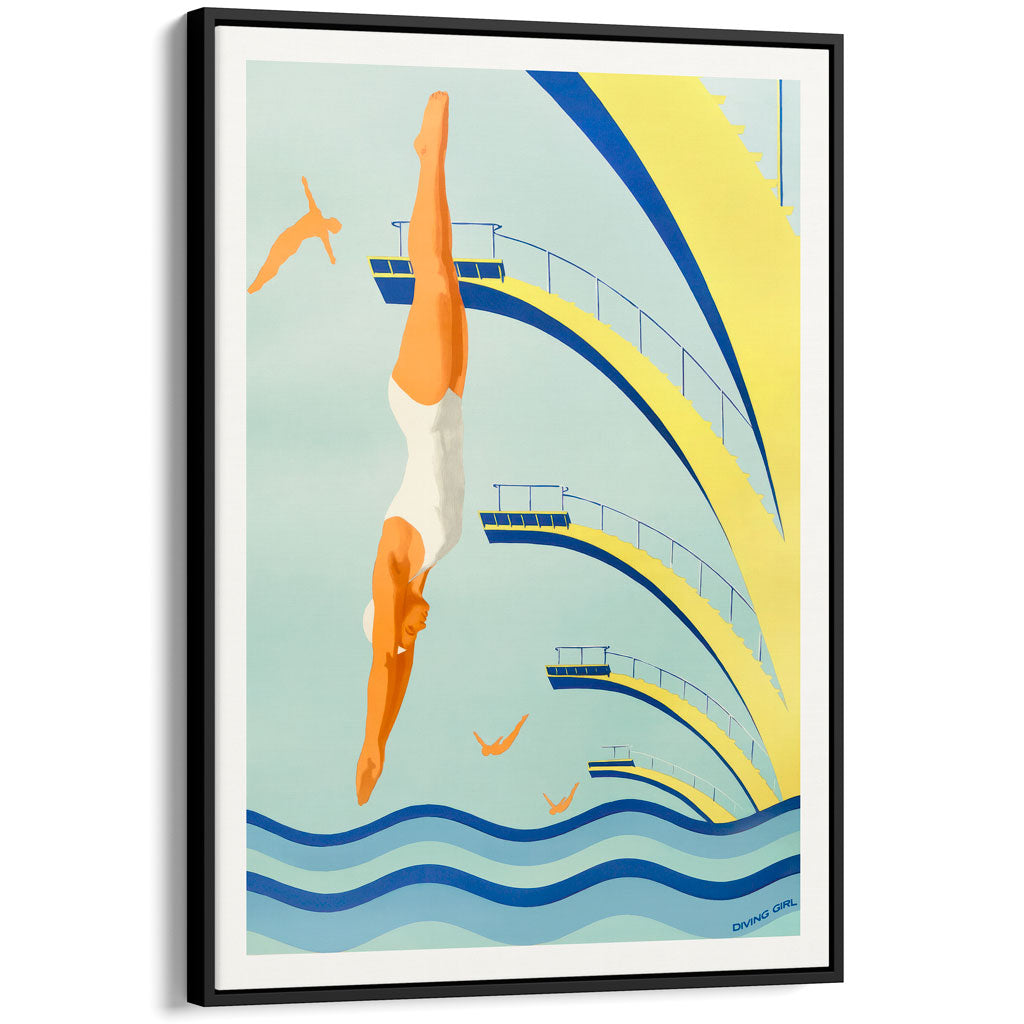 Diving Girl 1957 | Vintage European Wall Art Print